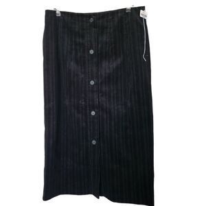 Worthington Womens Black Corduroy Button-Down Lined Midi/Maxi Skirt Size 16